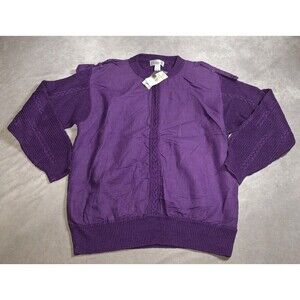 Vintage Christie & Jill Purple Sweater Size Large -Ramie & Cotton- Shoulder Pads
